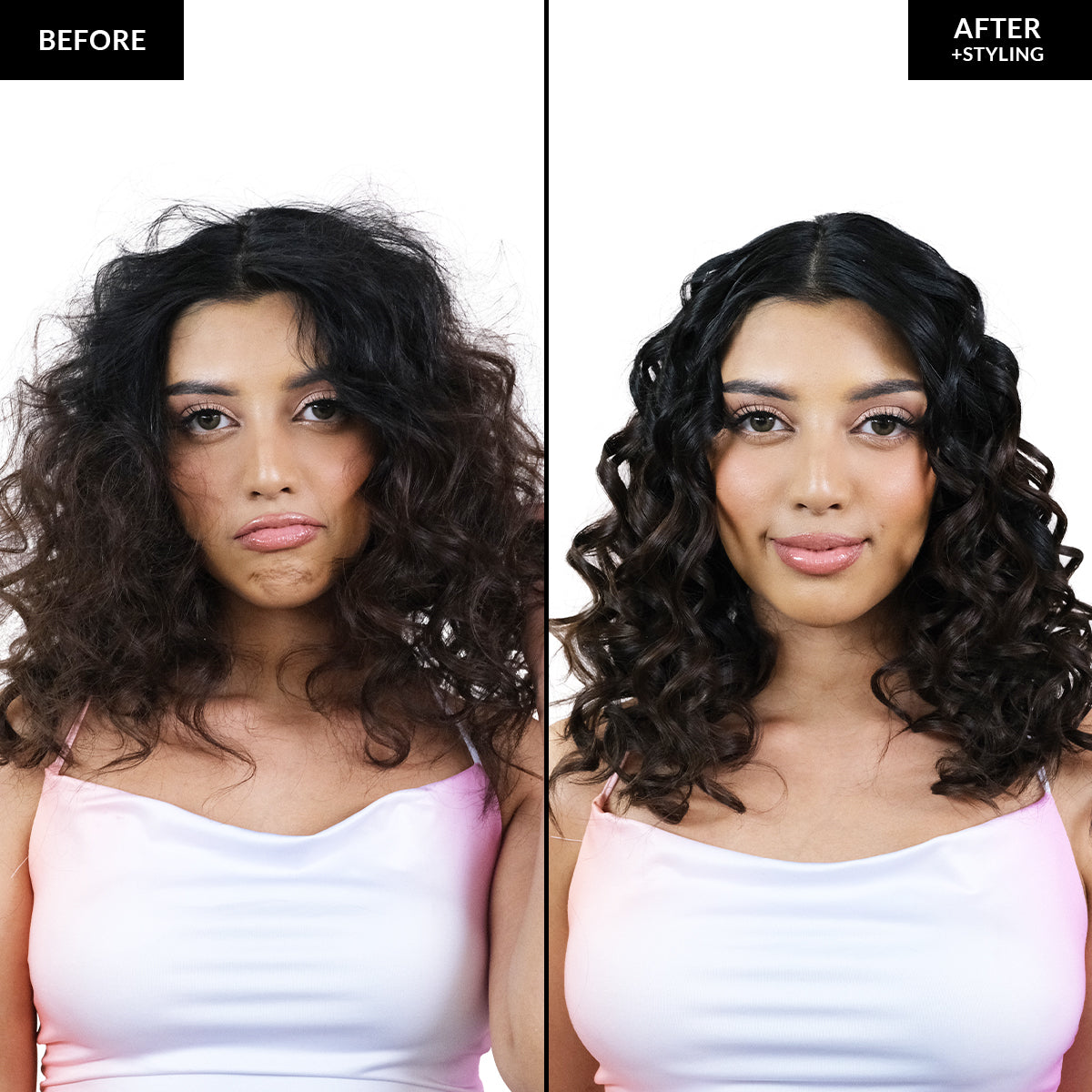 Anti Frizz Finishing Cream Before and After  Front View
