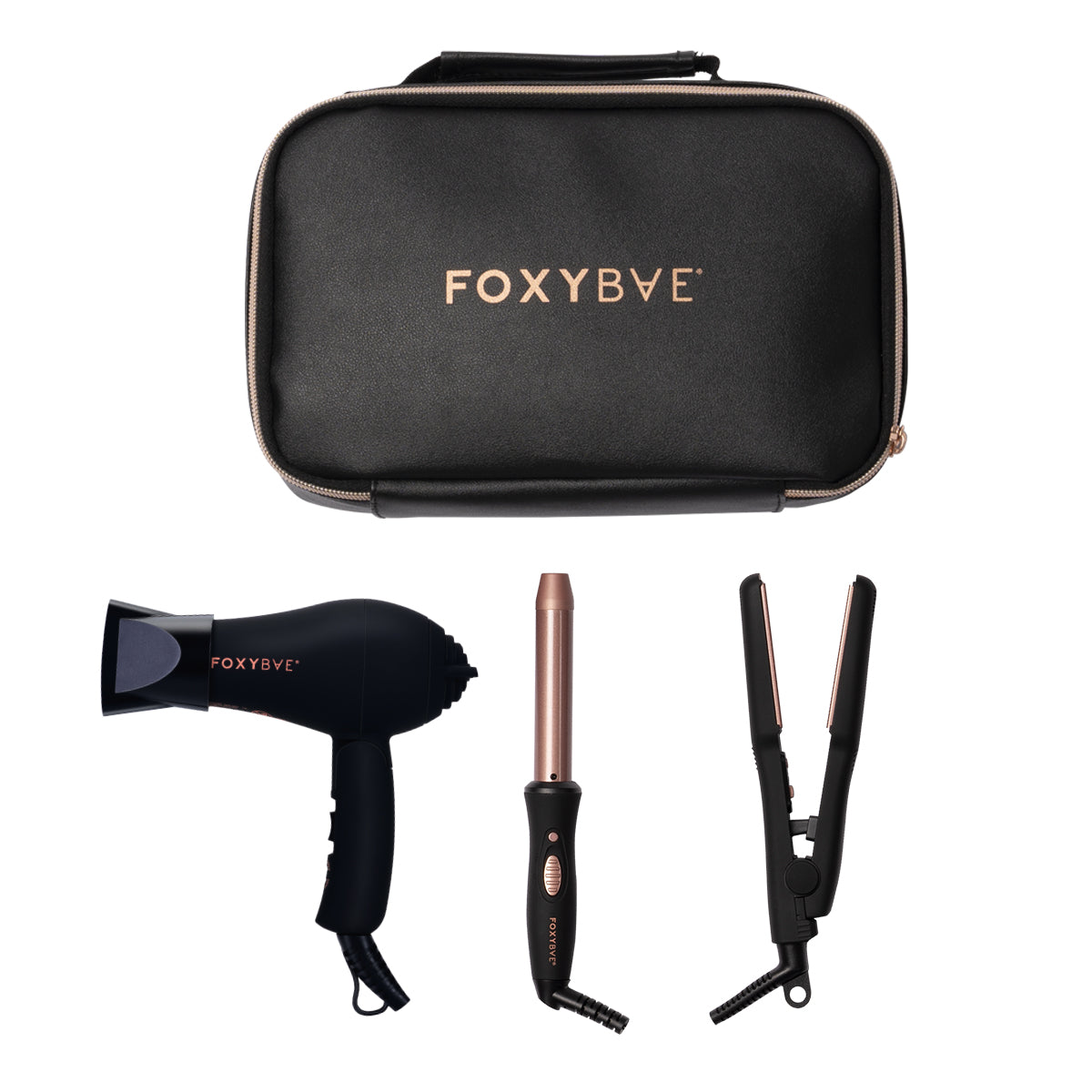 Mini Rose Gold Travel Kit • Wand + Flat Iron + Dryer