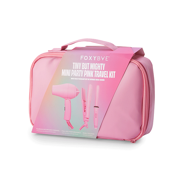 Party Pink Mini Travel Kit Wand Flat Iron Dryer FOXYBAE COM party-pink-mini-travel-kit-wand-flat-iron-dryer-foxybae-com