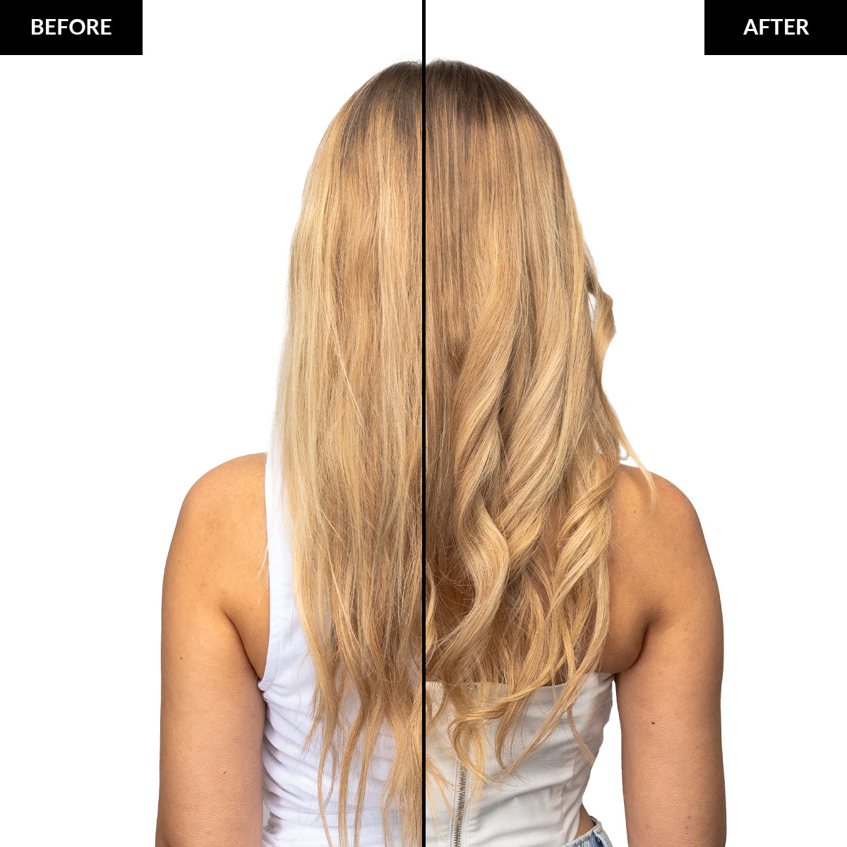 Titanium Rotating Curler Before and After Back