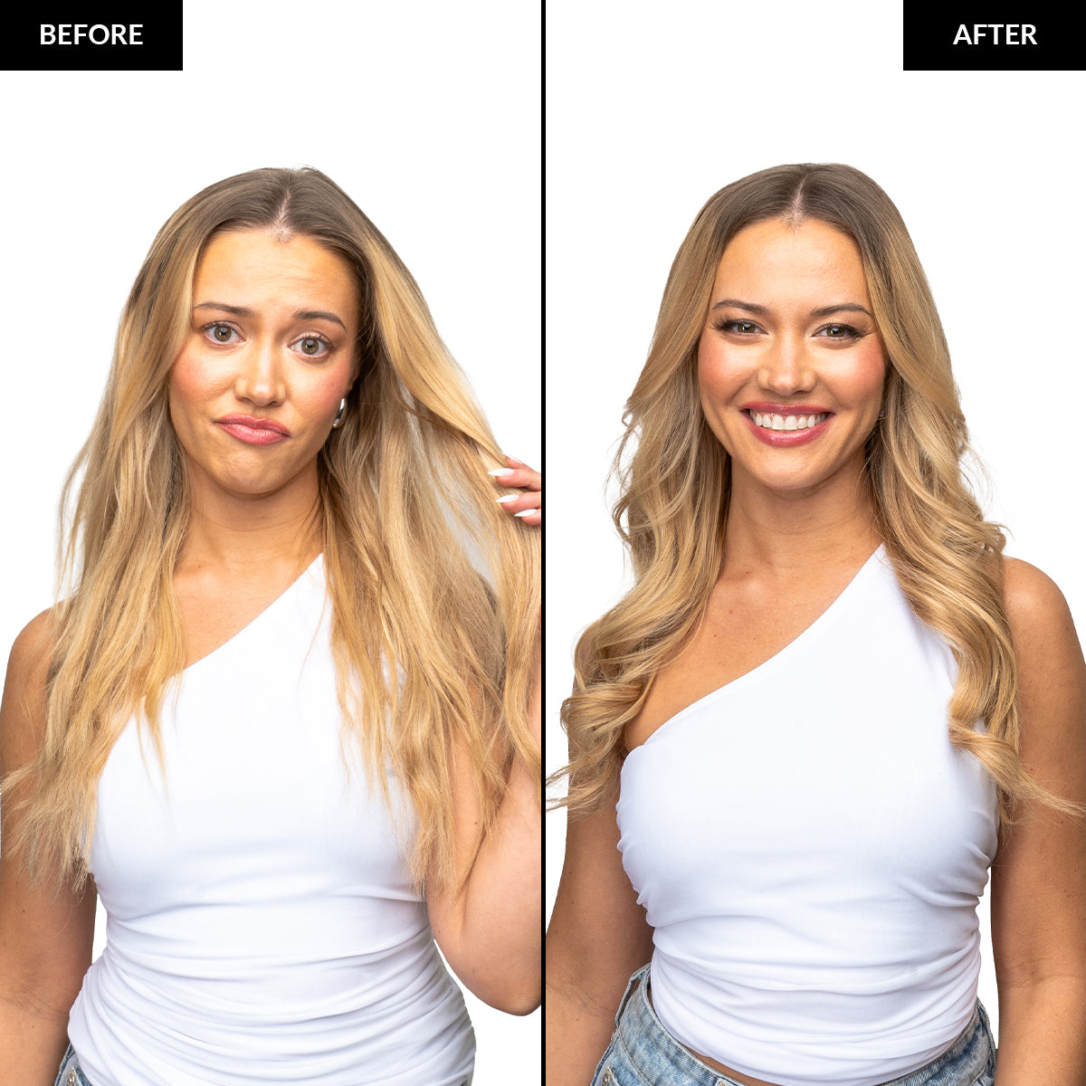 Titanium Rotating Curler Before and After Front
