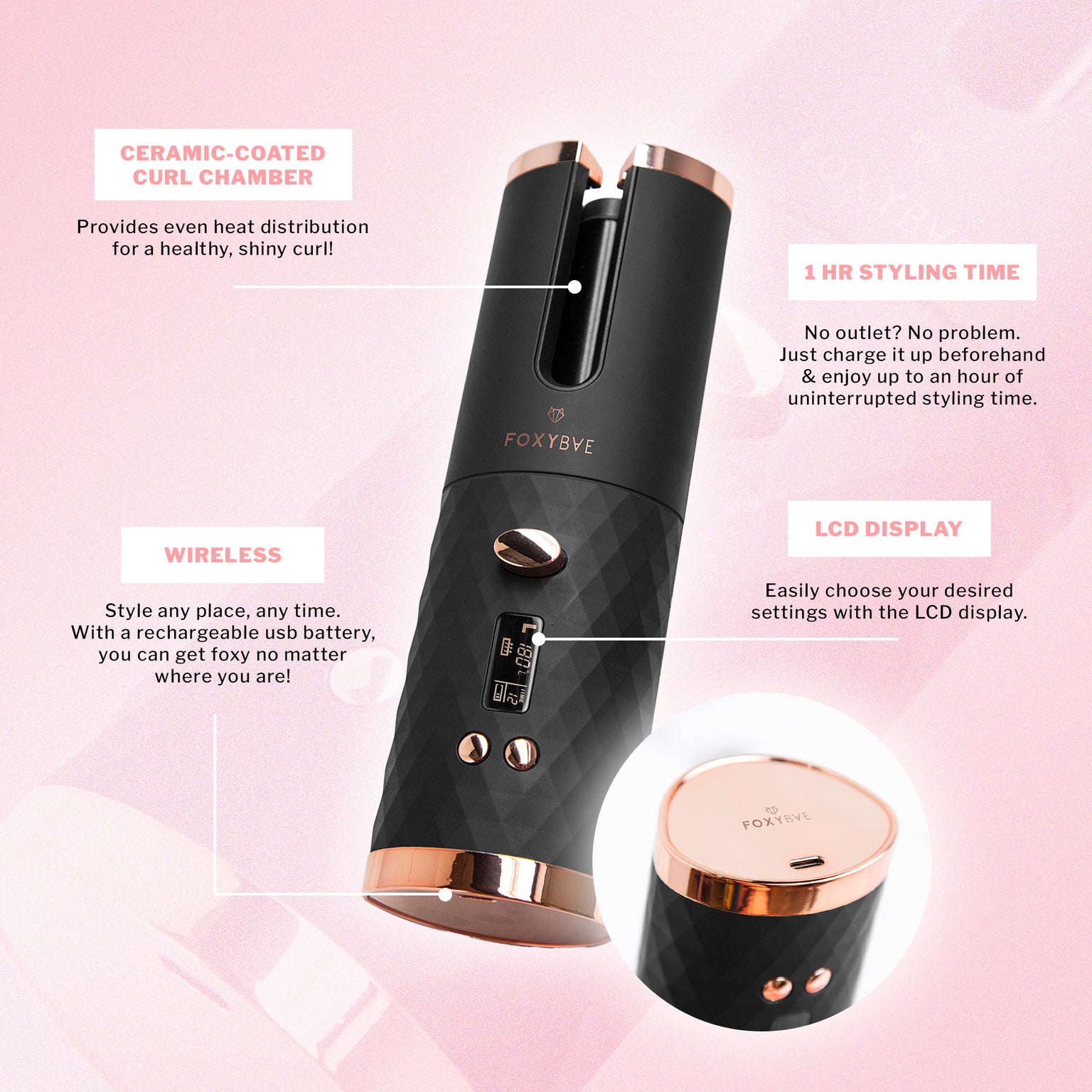 Rose Gold Wireless Auto-Curler