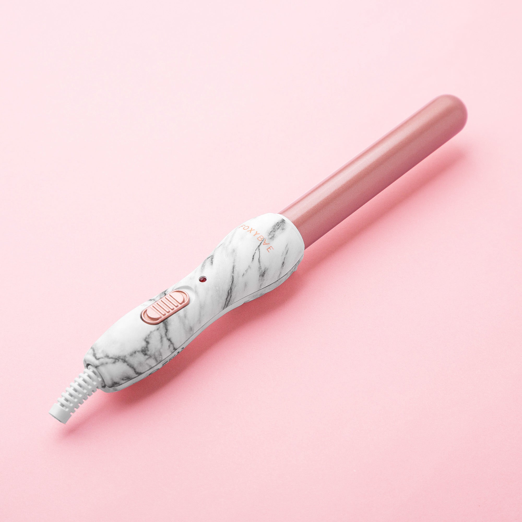 Mini Travel Curling Wand White Marble Rose Gold FOXYBAE.COM